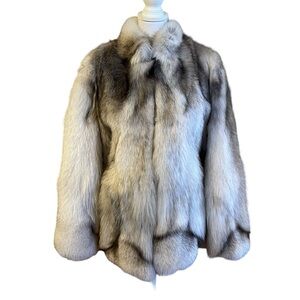Blue Fox Jacket Size S Natural Genuine Fur Womens NWT